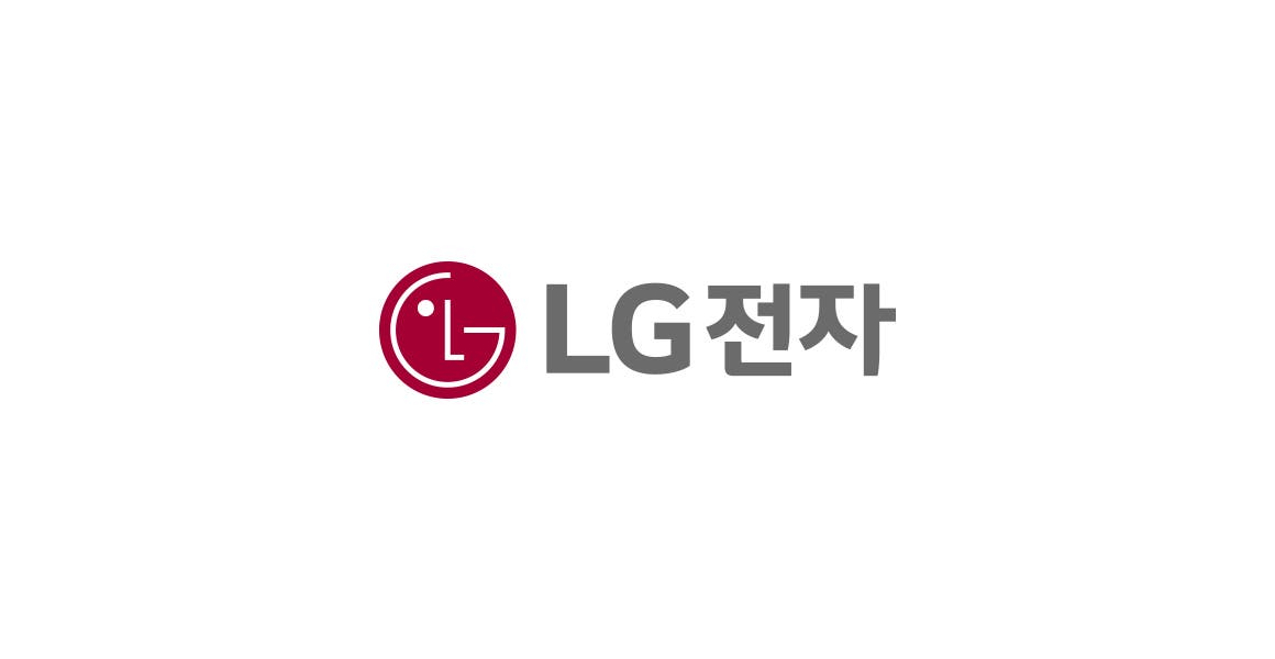 흰색 배경에 붉은색 LG로고와 회색 글씨로 LG전자라는 텍스트가 적혀 있습니다.