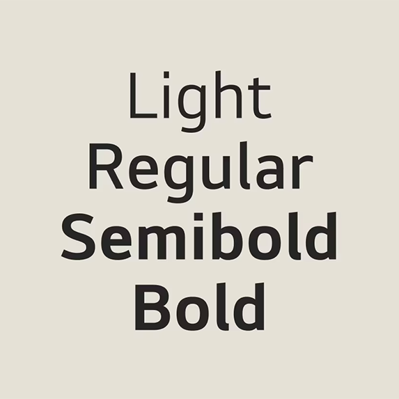 LG EI Text Light, Regular, Semibold, Bold 서체 굵기를 시각적으로 보여주고 있습니다.