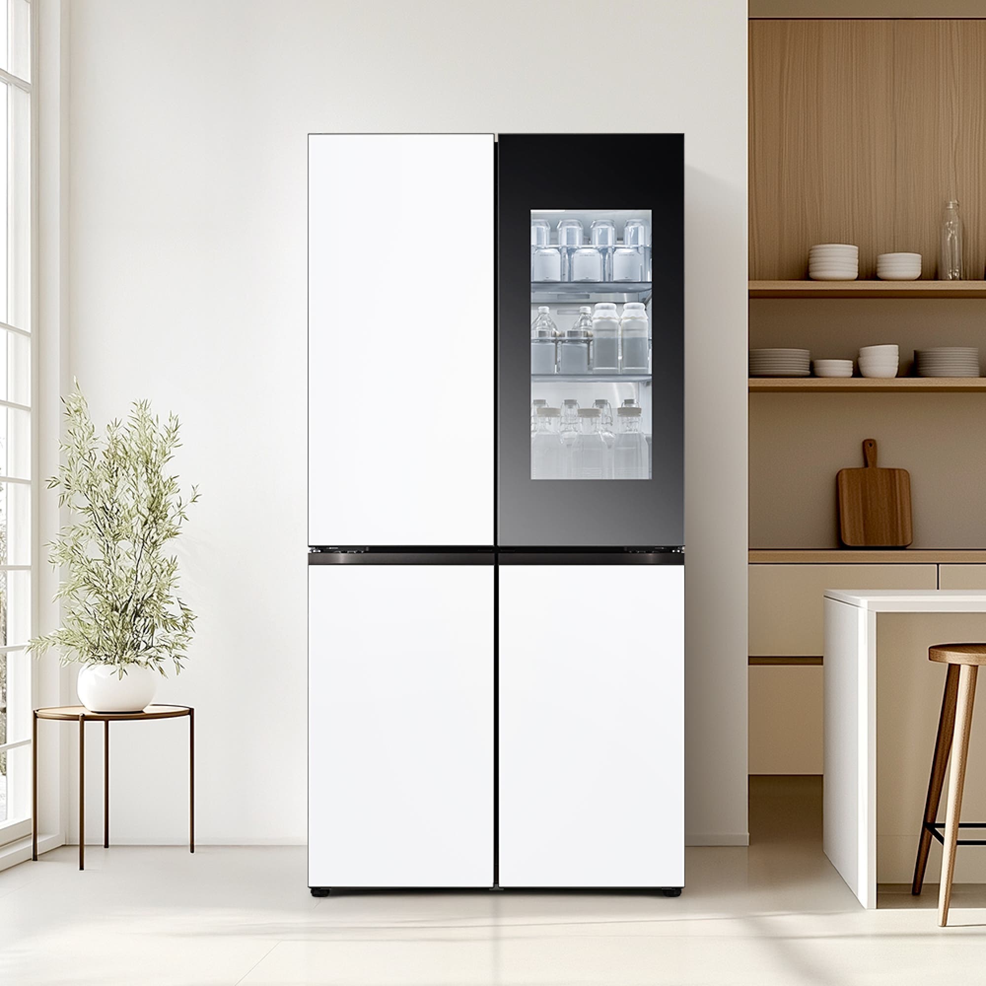 냉장고 LG 디오스 AI 오브제컬렉션 STEM 베이직 냉장고 (노크온 더블매직스페이스) (M876MQQ582S.AKOR) 줌이미지 1