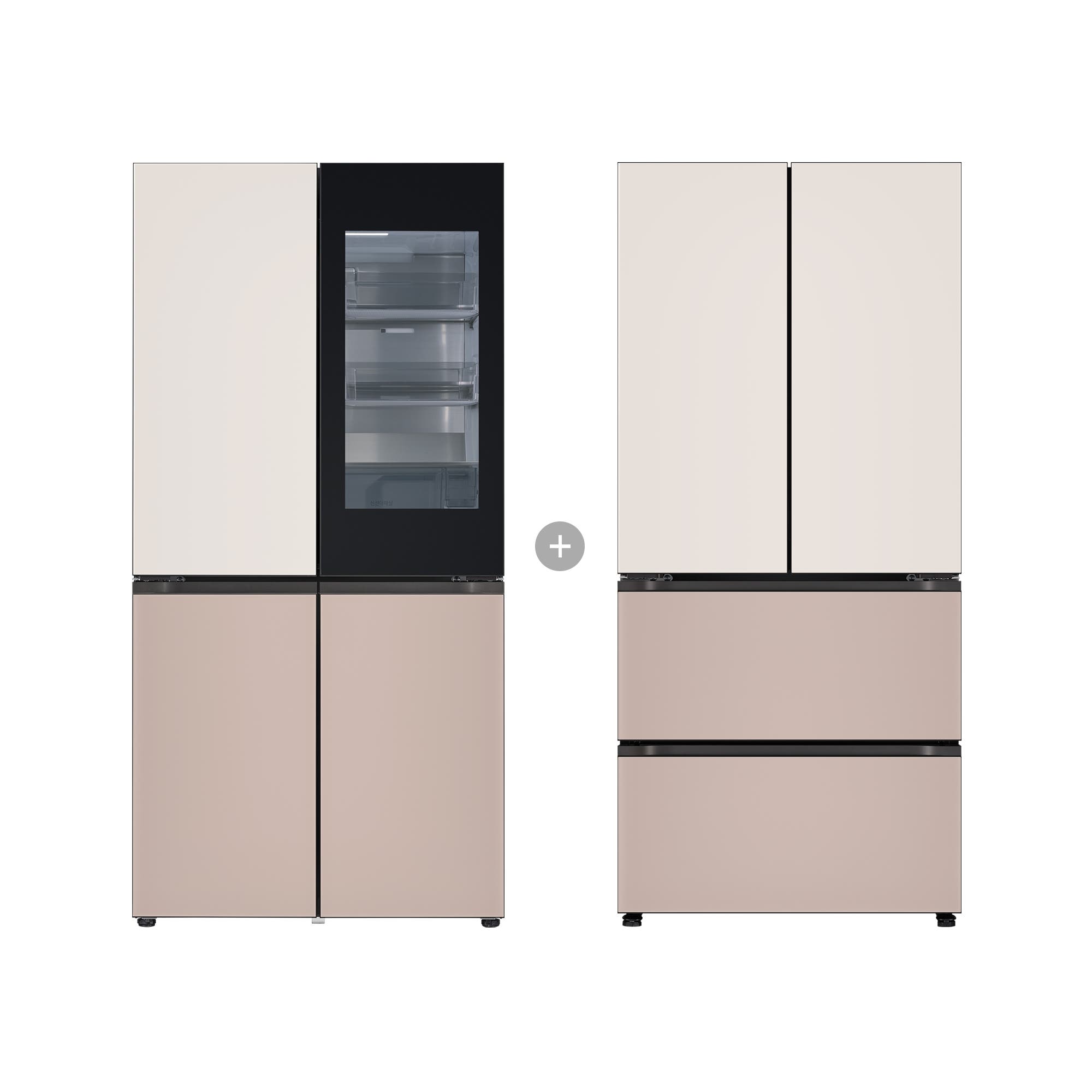 김치냉장고 LG 디오스 오브제컬렉션 STEM 베이직 냉장고 Fit & Max (노크온) + LG 디오스 오브제컬렉션 김치톡톡 Fit & Max (R1081GGA357.AKOR) 줌이미지 1