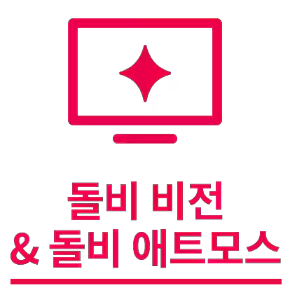 회색 모니터 아이콘이 있고, 아래에 돌비 비전 & 돌비 애트모스라는 텍스트가 있습니다.