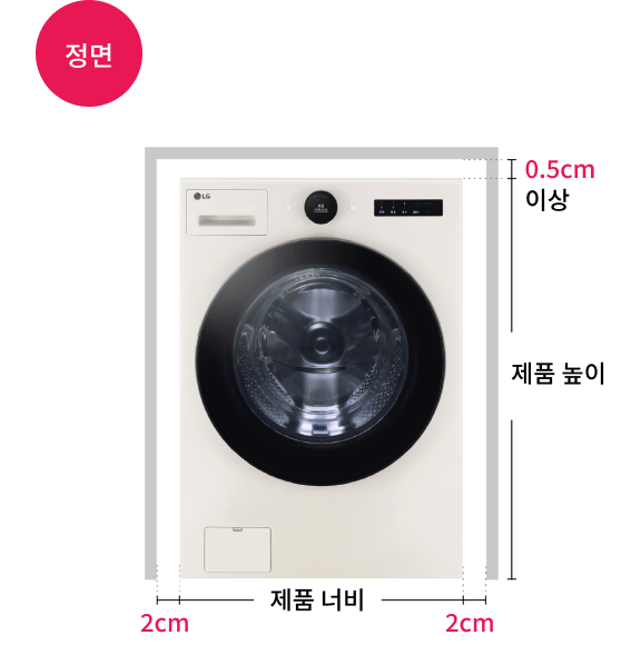 트롬 수도꼭지가 후면에 있는 경우의 정면